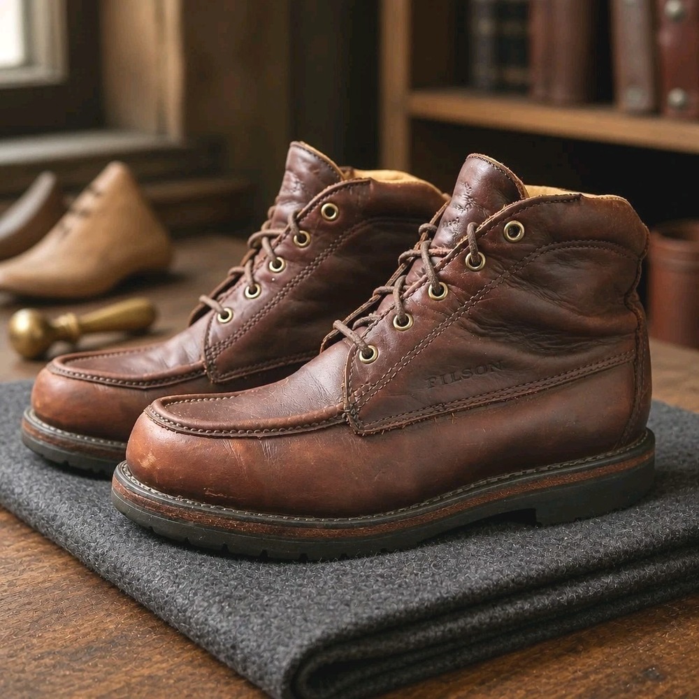 Vintage Filson Men's Chukka Boots Brown Leather Lace Up Round Toe US 9.5 D 50104